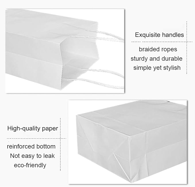 25 PCS Small Gift Bags White Kraft Paper Bag - Image 3