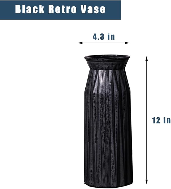 Black Antique Vase, 12 Inches Elegant Vintage Glass Vase Rustic European Unique - Image 2