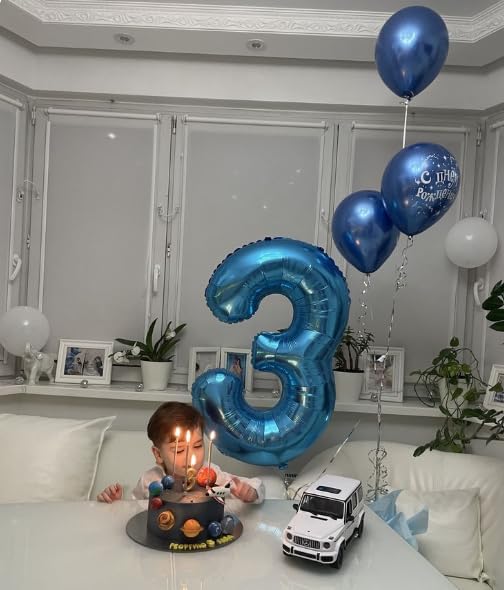 40 Inch Navy Blue 3 Large Number Balloon, 3 13 23 30 33 36 38Blue Birthday - Image 6