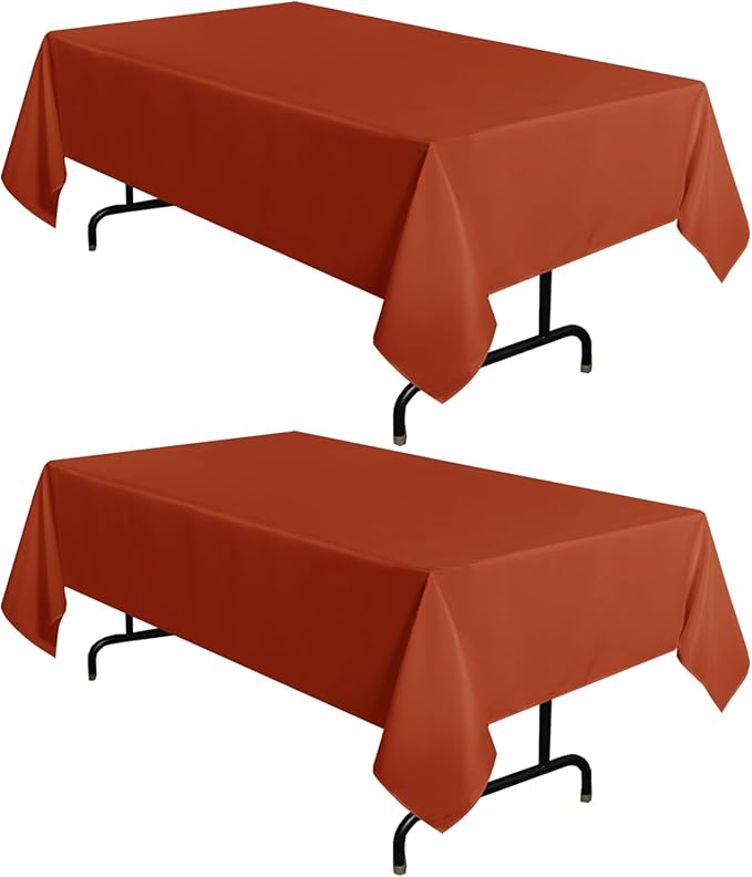 sancua 2 Pack Fall Tablecloth 60 x 102 Inch Rust, Rectangle Thanksgiving Burnt by sancua
