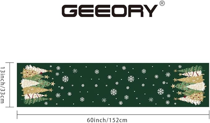 GEEORY Christmas Table Runner 13x60 Inch, Xmas Trees Snowflakes Holiday - Image 6