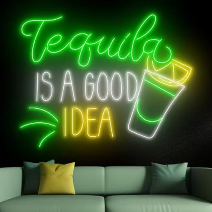 Tequila Is A Good Idea Neon Wall Sign, Tequila Led Wall Sign, Cocktail Neon - Image 2
