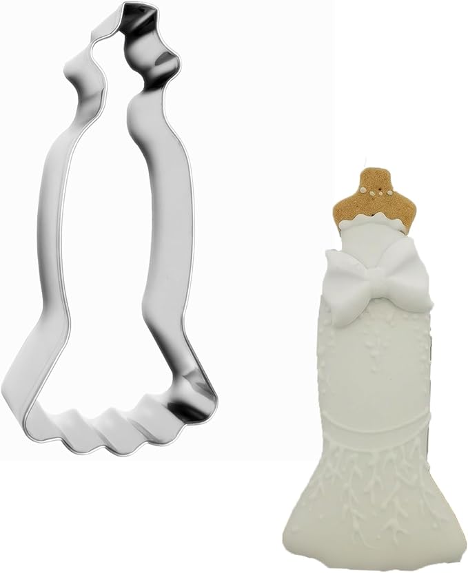 Large Size Dress Shaped Cookie Cutter, Stainless Steel Strapless Mermaid - Image 6