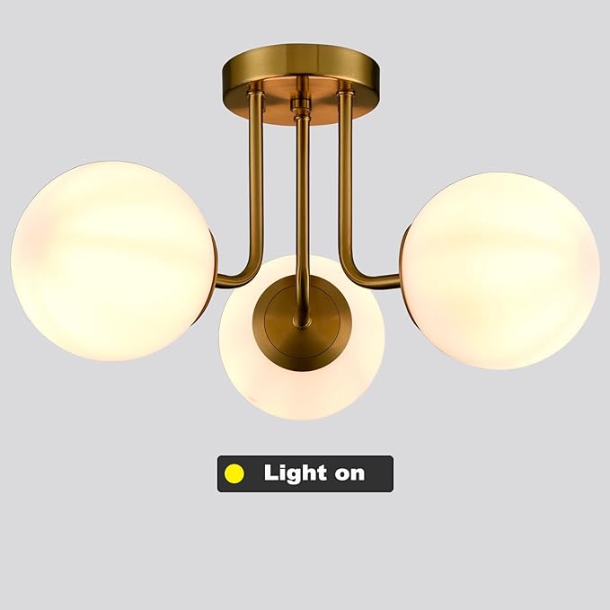 Modern Brass Gold 3-Light Ceiling Light - Image 8