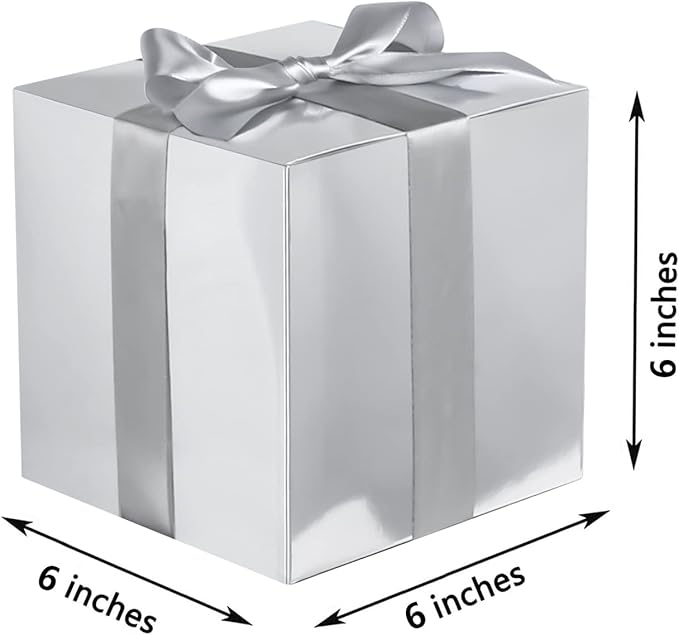 COTOPHER Small Gift Boxes 25 Pack 6x6x6 inches Silver Gift Boxes - Image 5