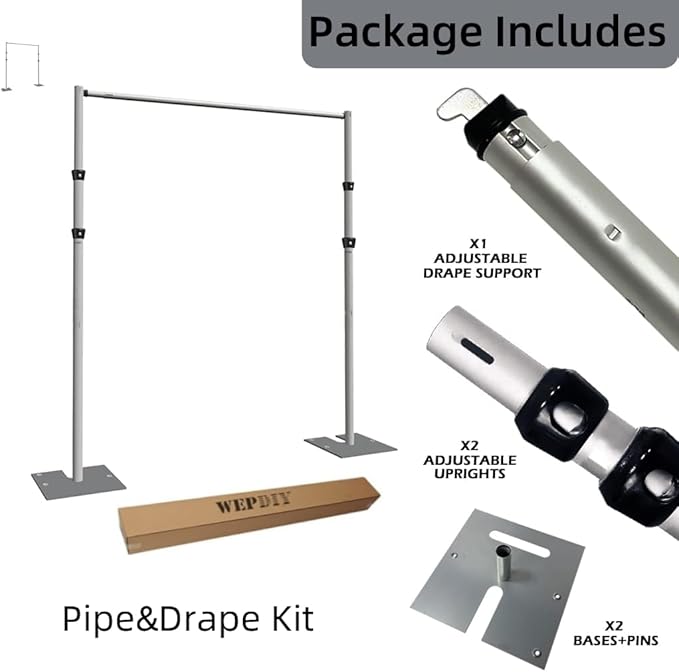 Portable Pipe and Drape Heavy Duty Backdrop Stand, ADJ Metal Frame and Heavy - Image 2