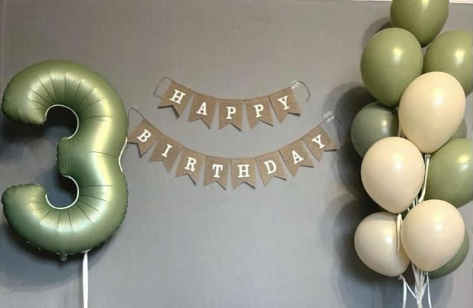 Large 40 Inch Sage Green 3 Number Balloon, 3 13 23 30 33 36 38 Oliver Green - Image 8