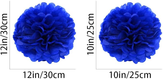 Navy Blue Paper Pom Poms - Image 2