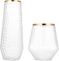 48 Pack Ribbed Origami Ripple Plastic Glasses 24 9oz Stemless Champagne Flutes by Oojami