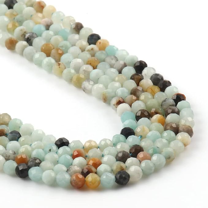 Song Xi 90pcs 4mm Natural Amazonite Gemstone Beads Faceted Round Loose Stone - Image 7