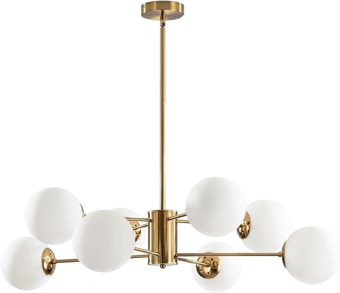 KCO Lighting 8-Light Glass Sputnik Chandelier Light Modern Gold Chandeliers by KCOLighting