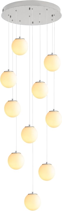 H118 Large Chandeliers for High Ceilings, 12-Lights Mid Century Globe - Image 8
