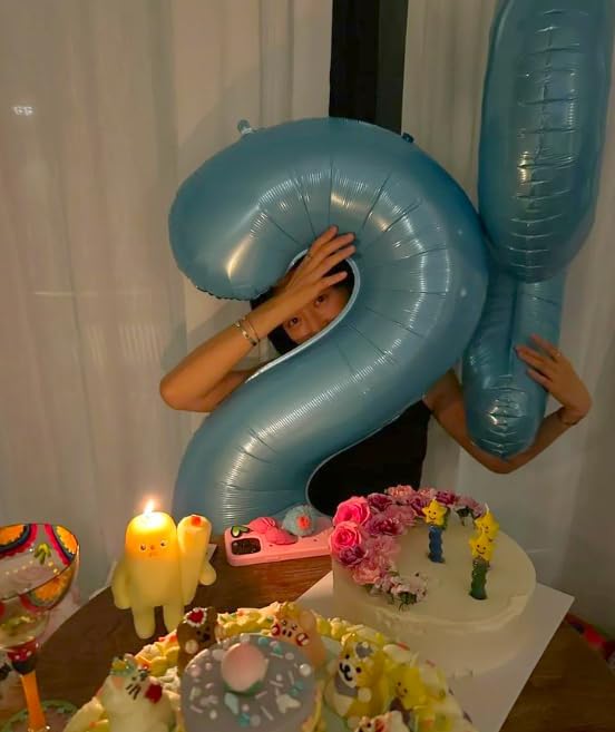 Pearl Blue 0 Number Balloon, Pearl Blue 40 Inch 0 Number Balloons, 0 Decorations - Image 6