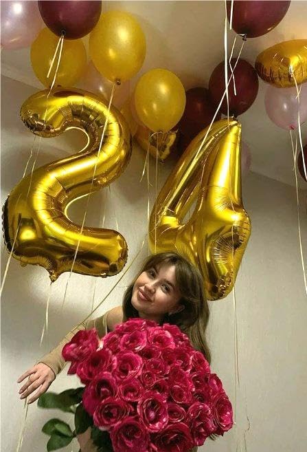 40 Inch Gold Large Number 4 Balloons, Giant Foil Number Four 14 24 34 40 44 - Image 3