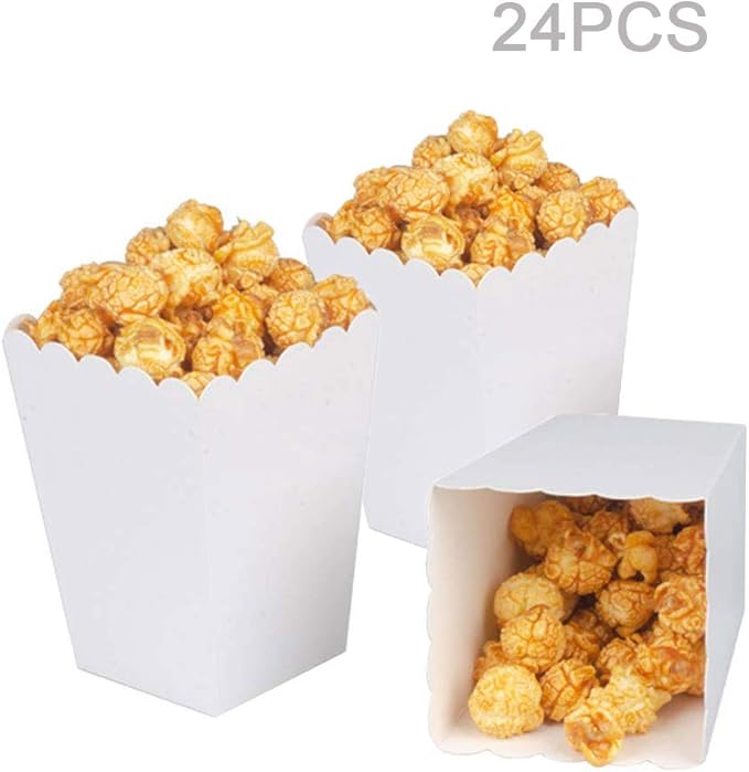 White Popcorn Boxes Mini Paper Popcorn Box Cardboard Popcorn Container - Image 3