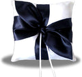 SACASUSA Black Satin Bow White Wedding Ring Pillow Bearer by SACASUSA