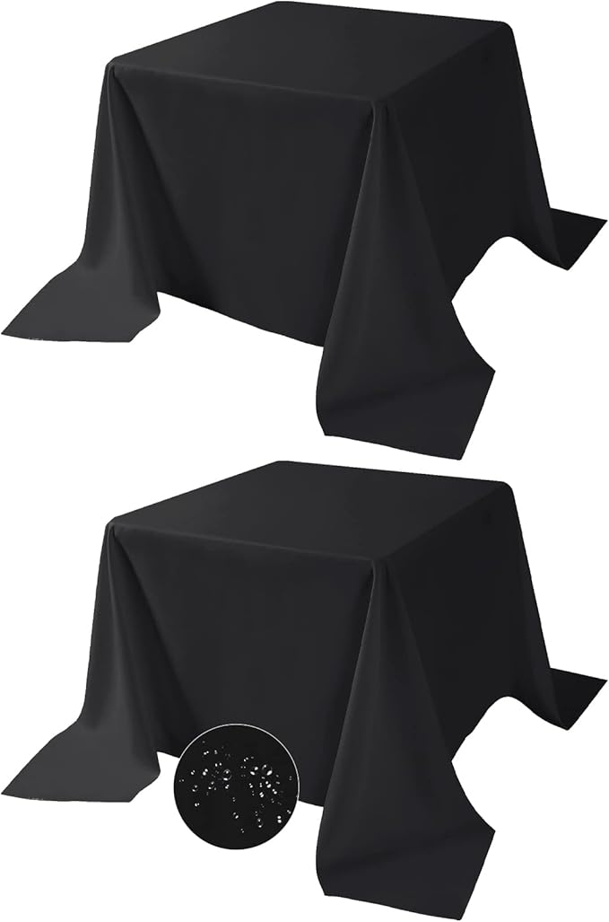 Fokitut 2 Pack Waterproof Square Tablecloth, 90x90 Inch, Stain Resistant and by BalsaCircle