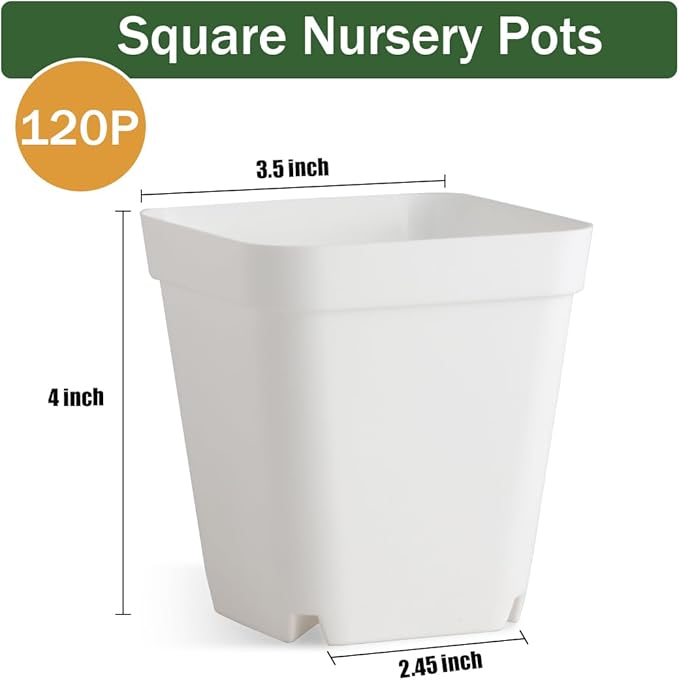 BTPLASTIK 120 Pcs Nursery Pots 3.5 Inch, Plastic Seed Starting Pot - Image 6