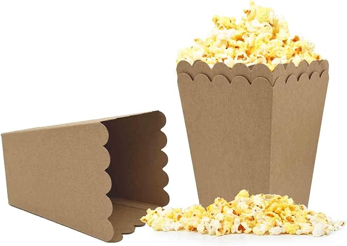 Kraft Paper Popcorn Boxes Mini Paper Popcorn Box Cardboard Popcorn Container by AimtoHome