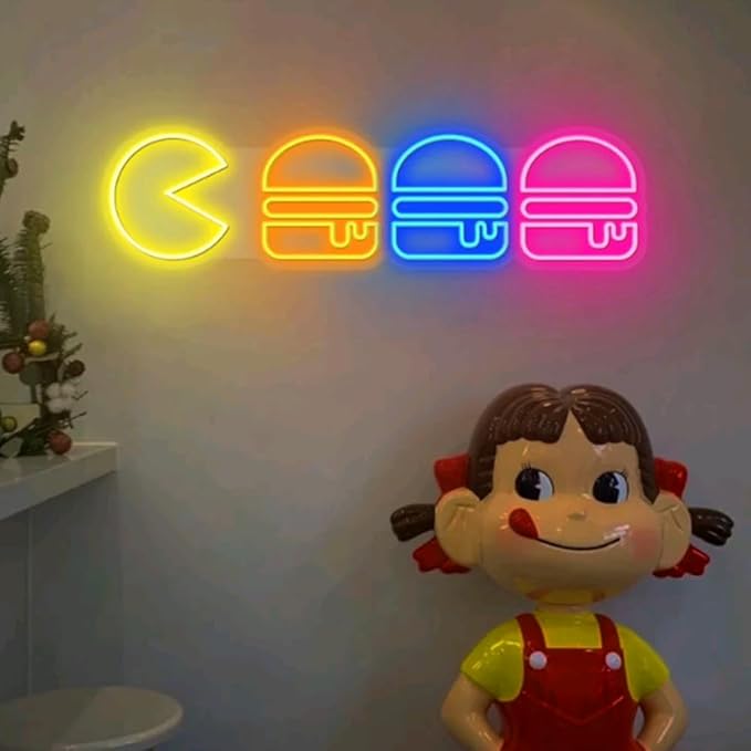 Hamburger Neon Sign|Hamburger Led Neon Sign|Kid's room neon Light|Neon Wall - Image 4