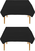 Pomp Black 70" x 70" Poplin Polyester Tablecloth | Wrinkle + Stain Resistant by POMP