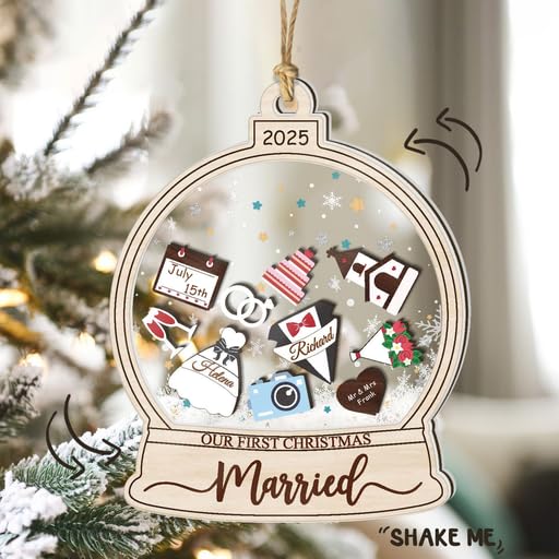 Personalized Wedding Shake Ornament, Custom Bride and Groom Christmas Ornament - Image 8
