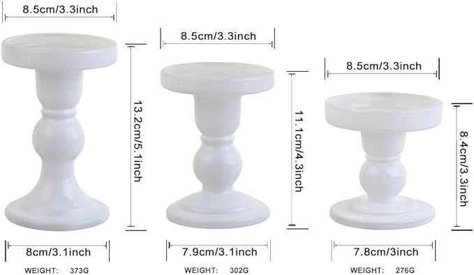 6-Piece Set of White Glass Candlestick, Crystal Candlestick Holder Holder and - Image 2