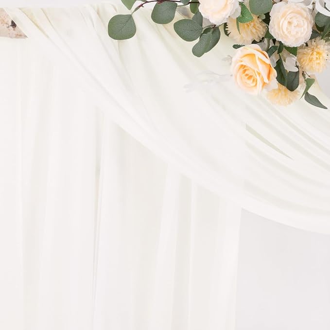 Socomi Ivory White Wedding Arch Draping Fabric 29" x 20Ft 1 Panel Sheer Outdoor - Image 3