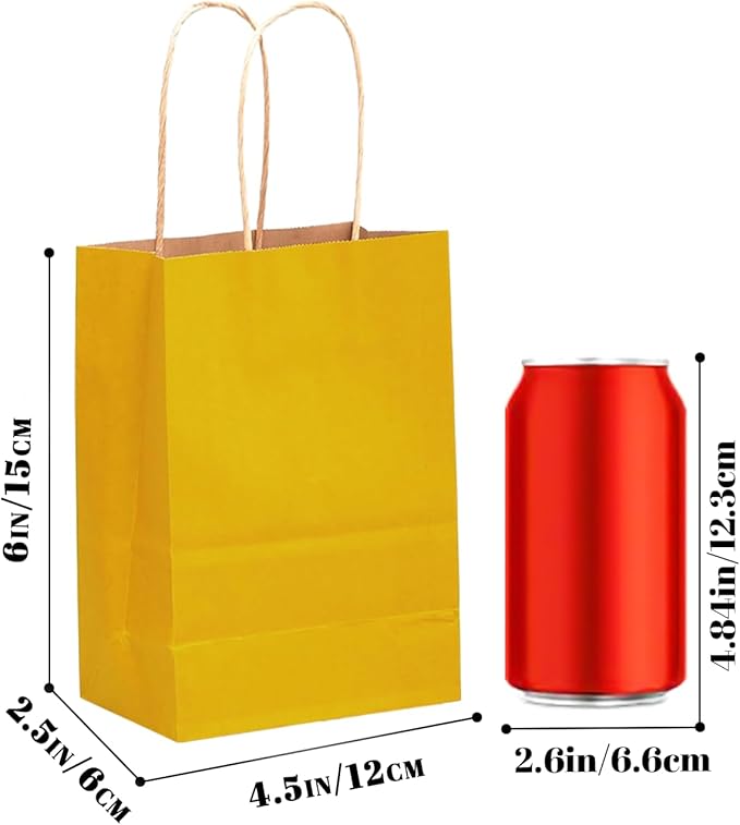 qiqee 24 Pcs Bright Yellow Mini Paper Gift Bags - Image 4