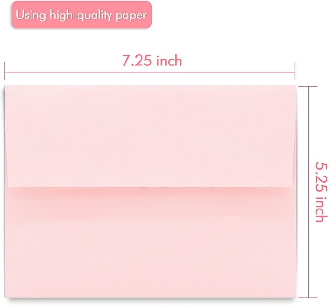100 Pack A7 Pink Invitation 5x7 Envelopes - Image 3