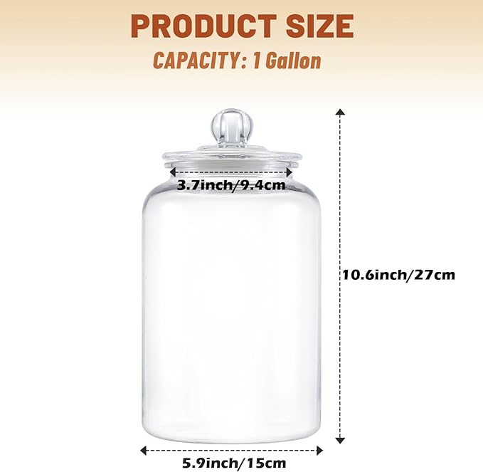 2 Pack 1 Gallon Plastic Cookie Jars, Unbreakable Apothecary Jars - Image 2