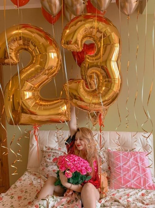 40 Inch Gold 23 Large Number Balloon, 23 Golden Birthday Party Decorations - Image 7