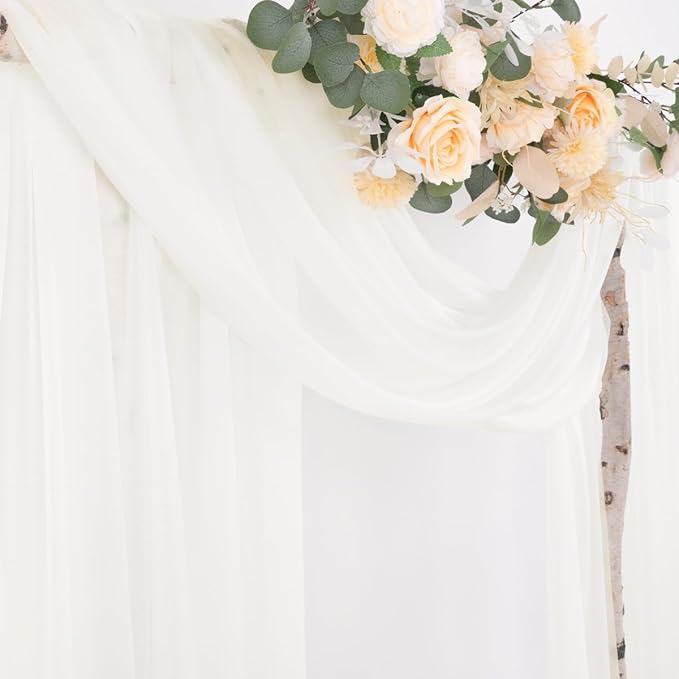 Socomi Ivory White Wedding Arch Draping Fabric 29" x 20Ft 1 Panel Sheer Outdoor - Image 4