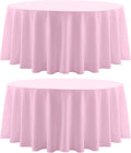 Round Tablecloth 132 Inch 2 Pack Pink Tablecloths Washable Decorative Linen by AOCOZHomeLifeMuseum