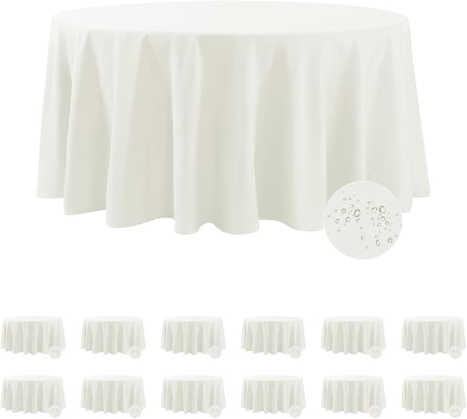 Fokitut 12 Pack Waterproof Round Tablecloth, 120 Inch, Stain Resistant and by BalsaCircle
