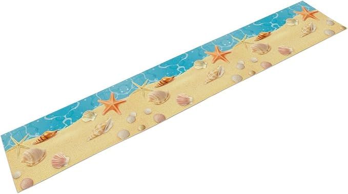 Sea Turtle Table Runner Marine Life Starfish Nautical Blue Green Ocean Theme - Image 2