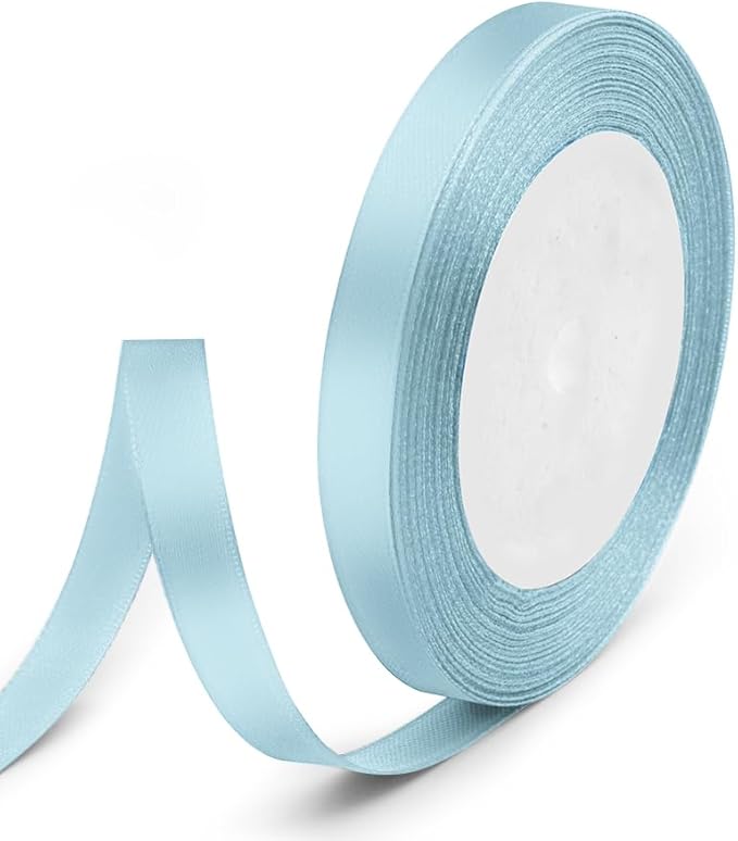 3/8" x 25 Yards Satin Ribbon, Light Blue Silk Ribbon Ideal by Quhora