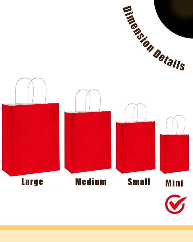 qiqee 50-Packs Red Paper Gift Bags - Image 4