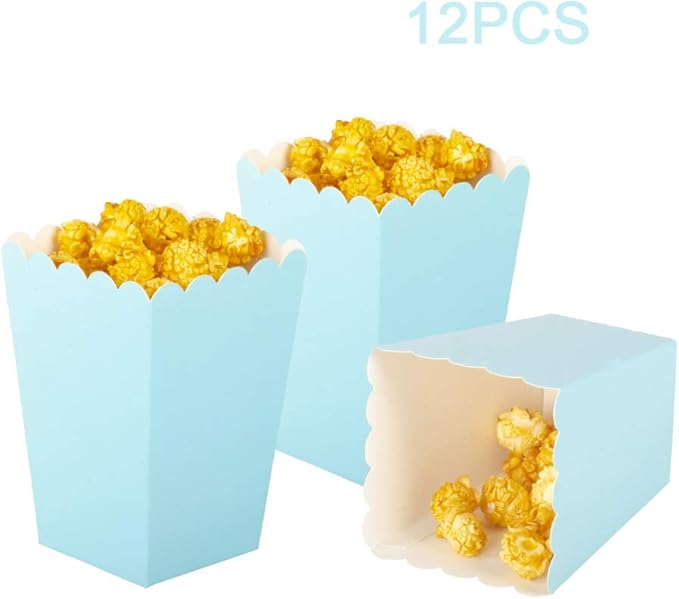 Light Blue Popcorn Boxes Mini Paper Popcorn Box Cardboard Popcorn Container - Image 3