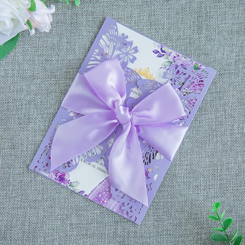 20 PCS 5.12x7.2 Butterfly Personalized Quinceanera Invitation, Customized XV - Image 4