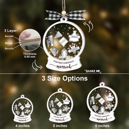 Custom Wedding Shaker Ornament 2025, Personalized Bride and Groom Ornament - Image 5