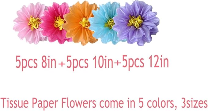15pcs Tissue Paper Pom Poms Tissue Paper Flowers Party Blossom Flower Backdrop - Image 3