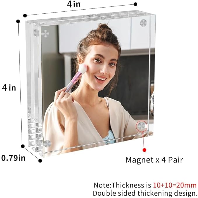 4 Pack Square Acrylic Picture Frames 4x4 Clear Photo Frame Business Card Frame - Image 2