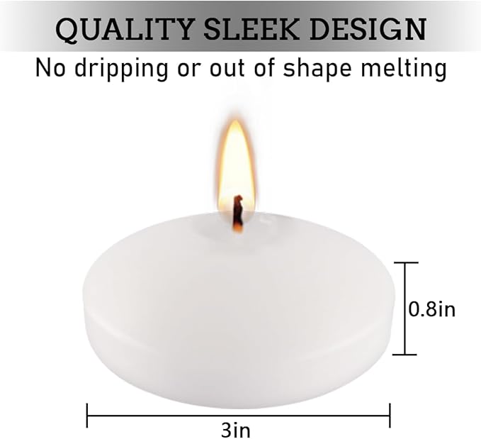 White Floating Candles Set of 36, Unscented Candles - Image 2