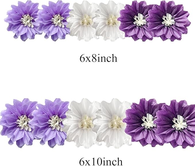 12pcs 8in & 10in Tissue Paper Flowers - Image 2