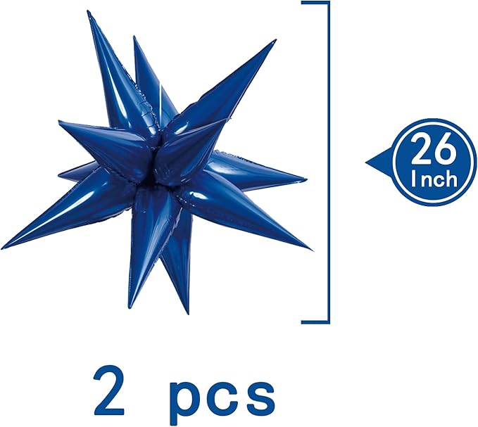 Tellpet Star Balloons Starburst Spike Shaped Balloon, Royal Blue - Image 3