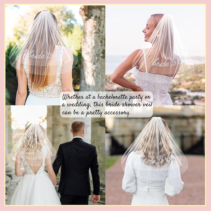 Bride To Be Embroidered Veil for Bachelorette Party Decorations, Bridal Shower - Image 3