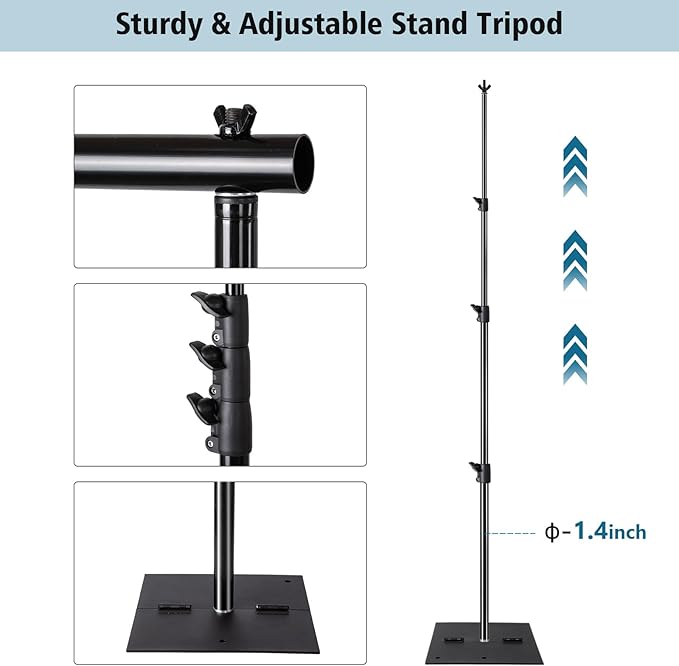SLOW DOLPHIN Pipe and Drape Photography Backdrop Stand Kit Adjustable Photo - Image 5
