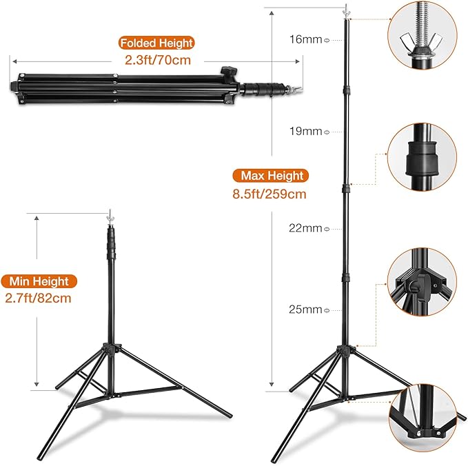 Yesker 8.5X10ft Background Stand Backdrop Support System Kit Photo Video Studio - Image 3