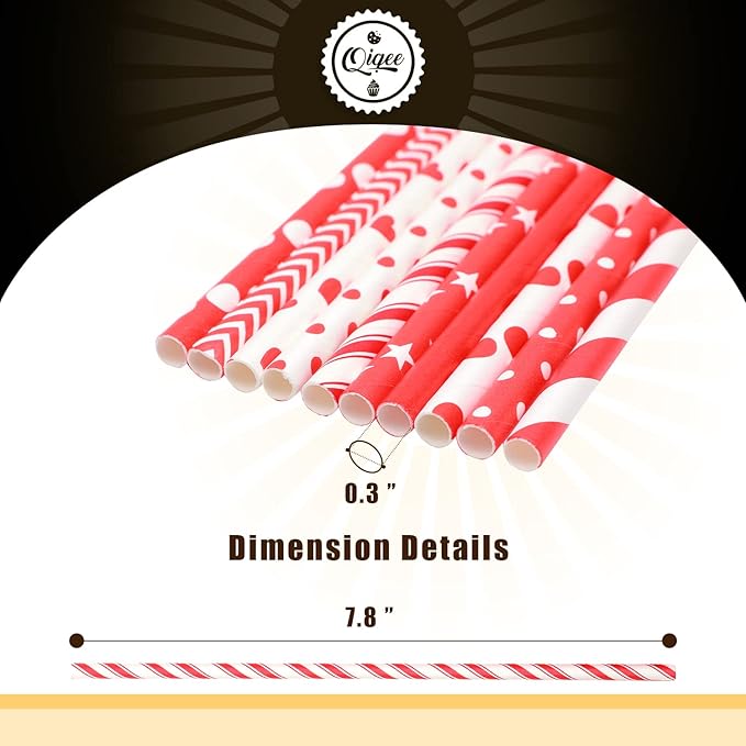 Red Paper Straws for Drinking Red Disposable Straws 150pcs Disposable Straws - Image 5